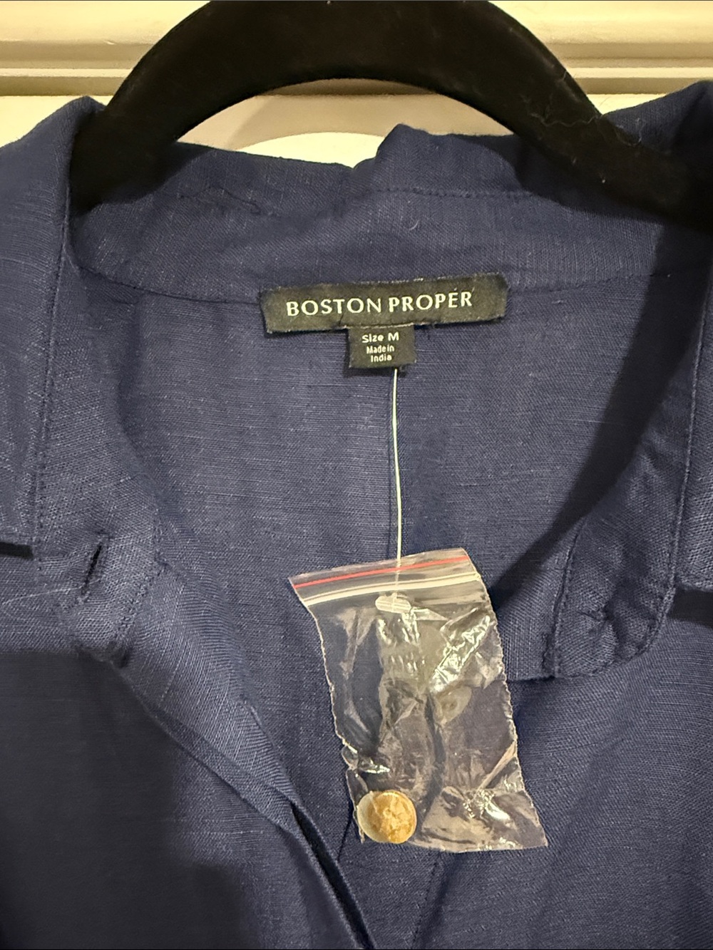 Boston Proper Navy Linen Blend Shirt Maxi Dress - Picture 3 of 9